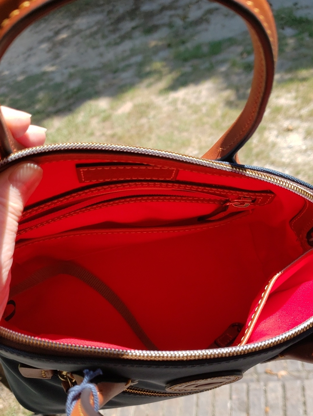 Dooney & Bourke Navy Blue and Brown Satchel - Picture 7 of 7